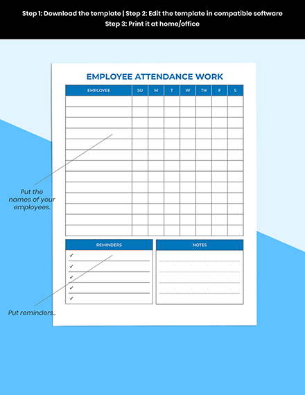 Employee Attendance Work Planner Printable
