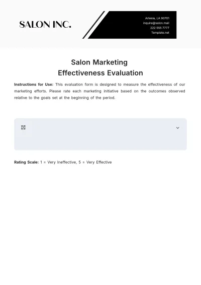 Free Salon Marketing Effectiveness Evaluation Template to Edit Online