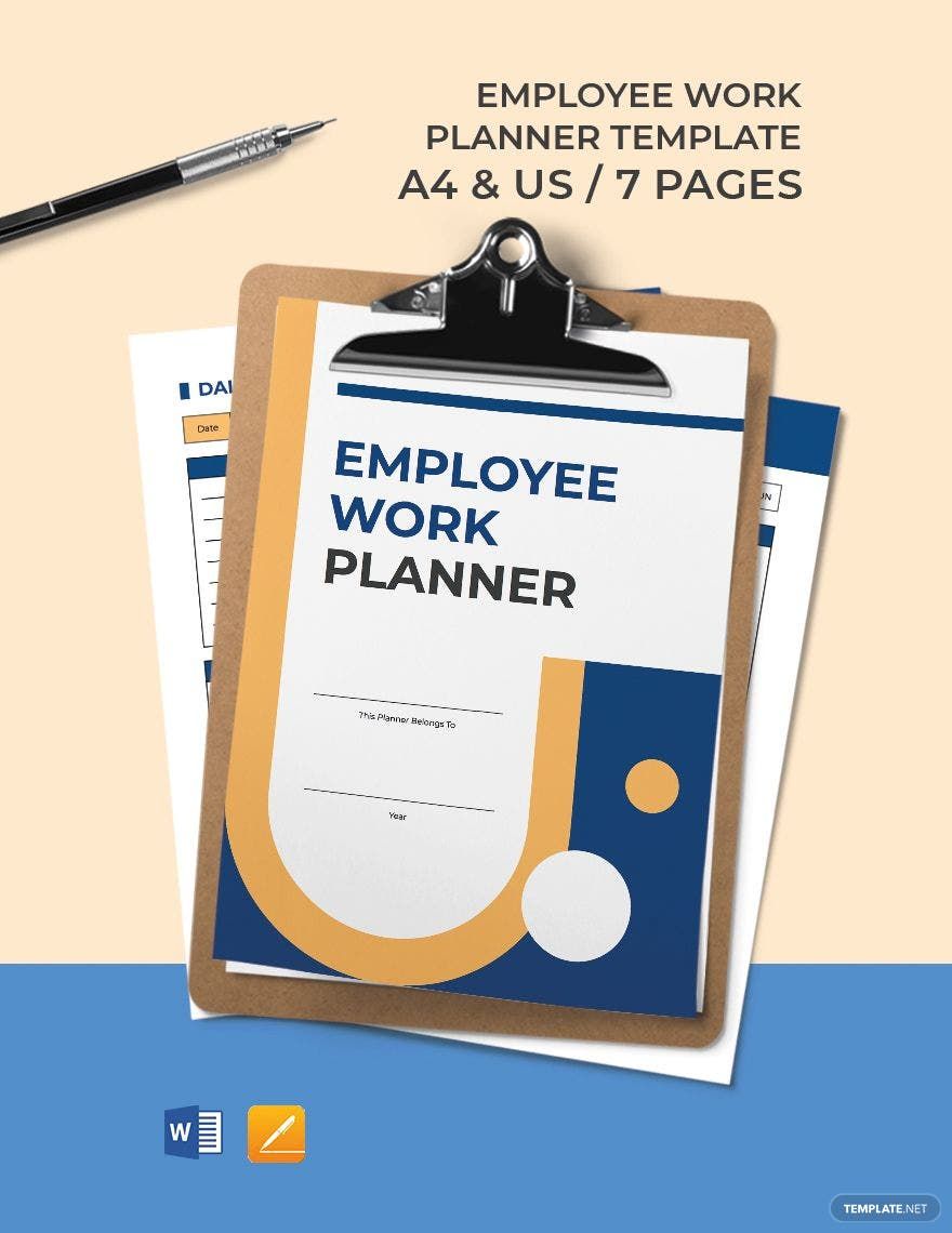 Employee Work Planner Template in Word, Google Docs, PDF, Apple Pages