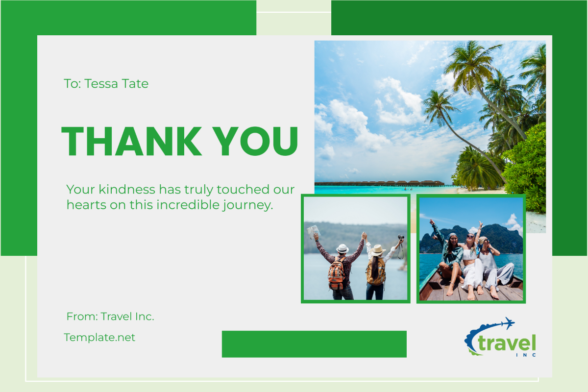 Free Travel Agency Thank you Postcard Template