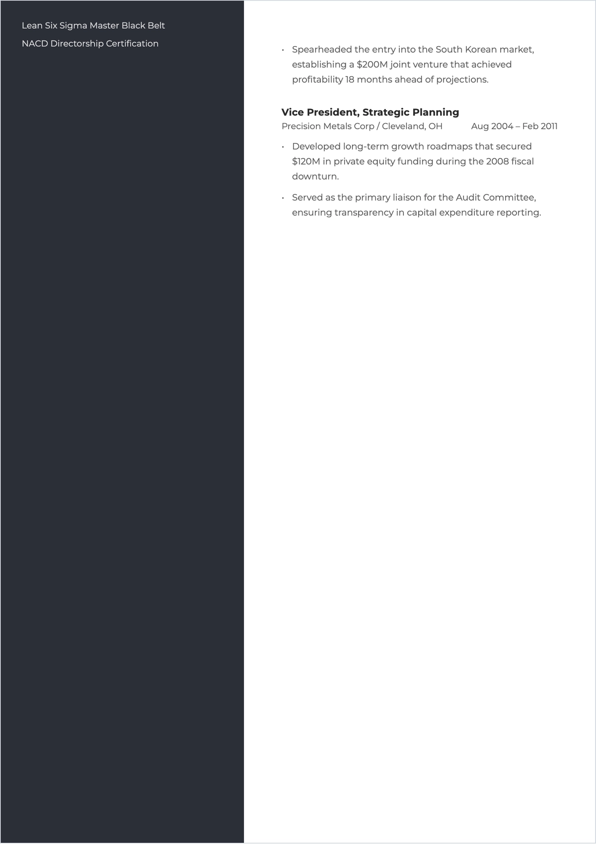 Free Board of Directors ATS Resume Template, AI Resume Builder