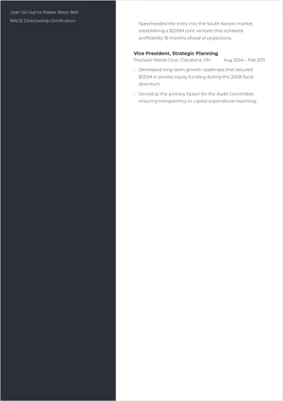 Free Board of Directors ATS Resume Template, AI Resume Builder