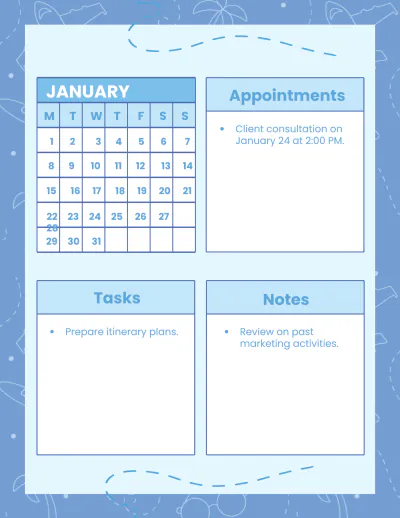 Free Travel Agency Monthly Planner Template to Edit Online