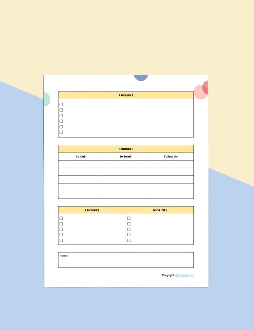 Printable employee Planner Format