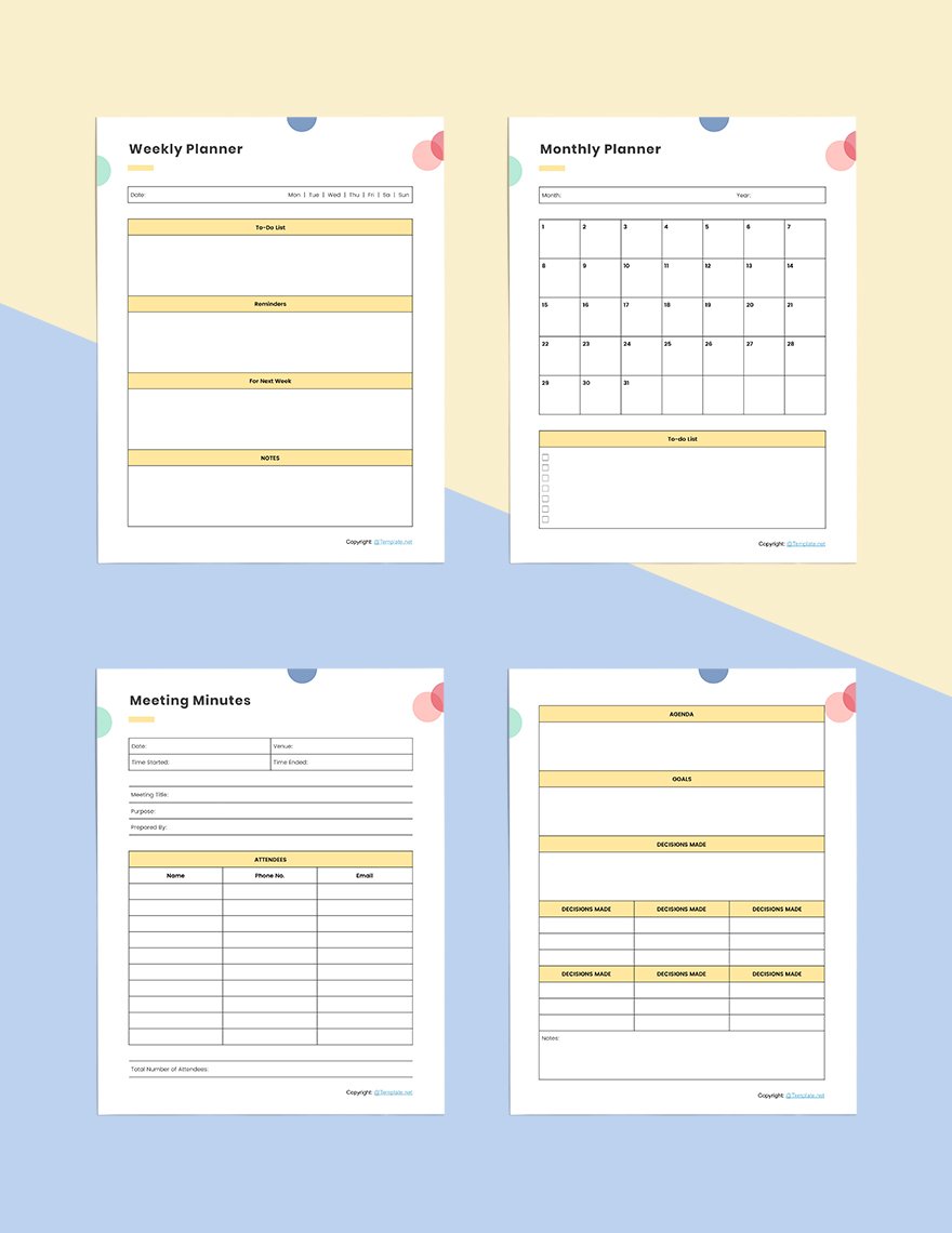 Printable employee Planner Sample
