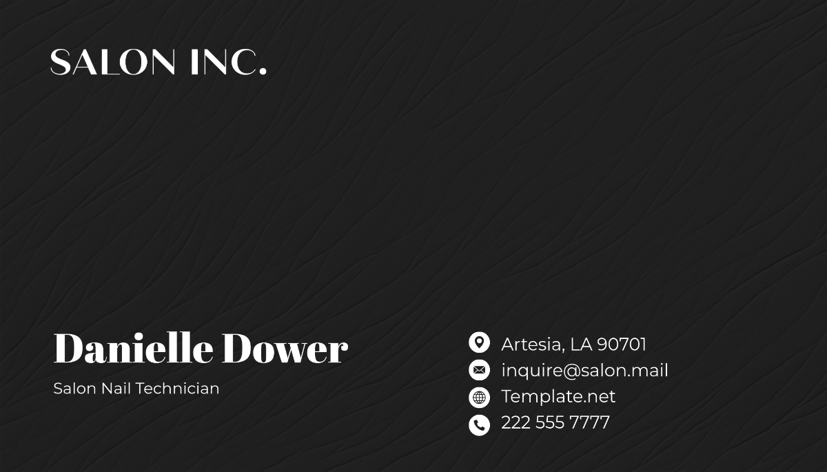 Free Salon Nail Technician Business Card Template