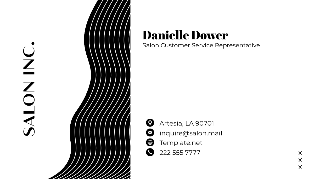 Free Salon Customer Service Representative Business Card Template to Edit Online