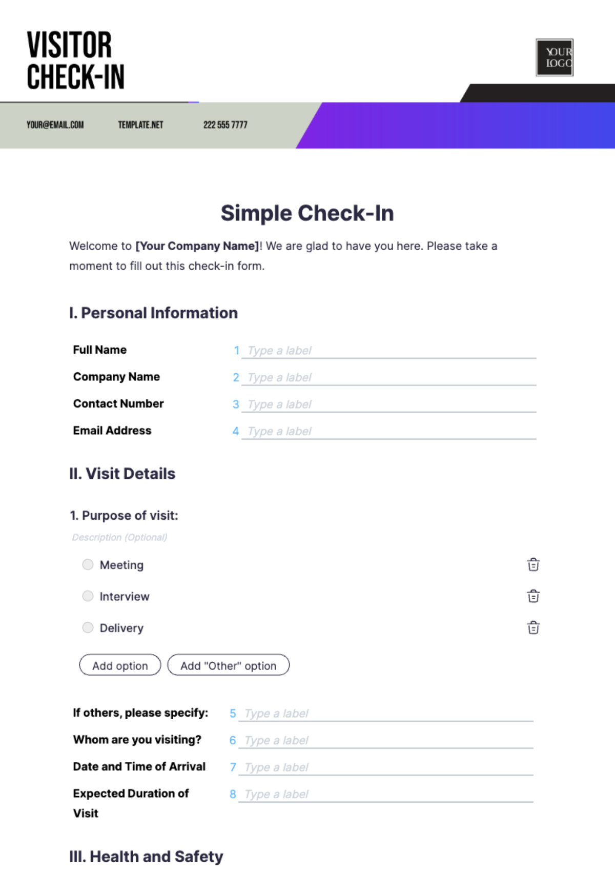 Simple Check-In Template - Edit Online & Download