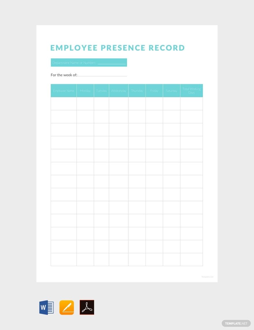 Employee Presence Record Template