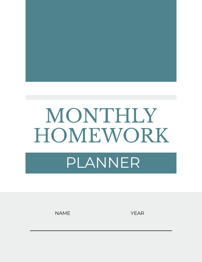 Monthly Homework Planner Template