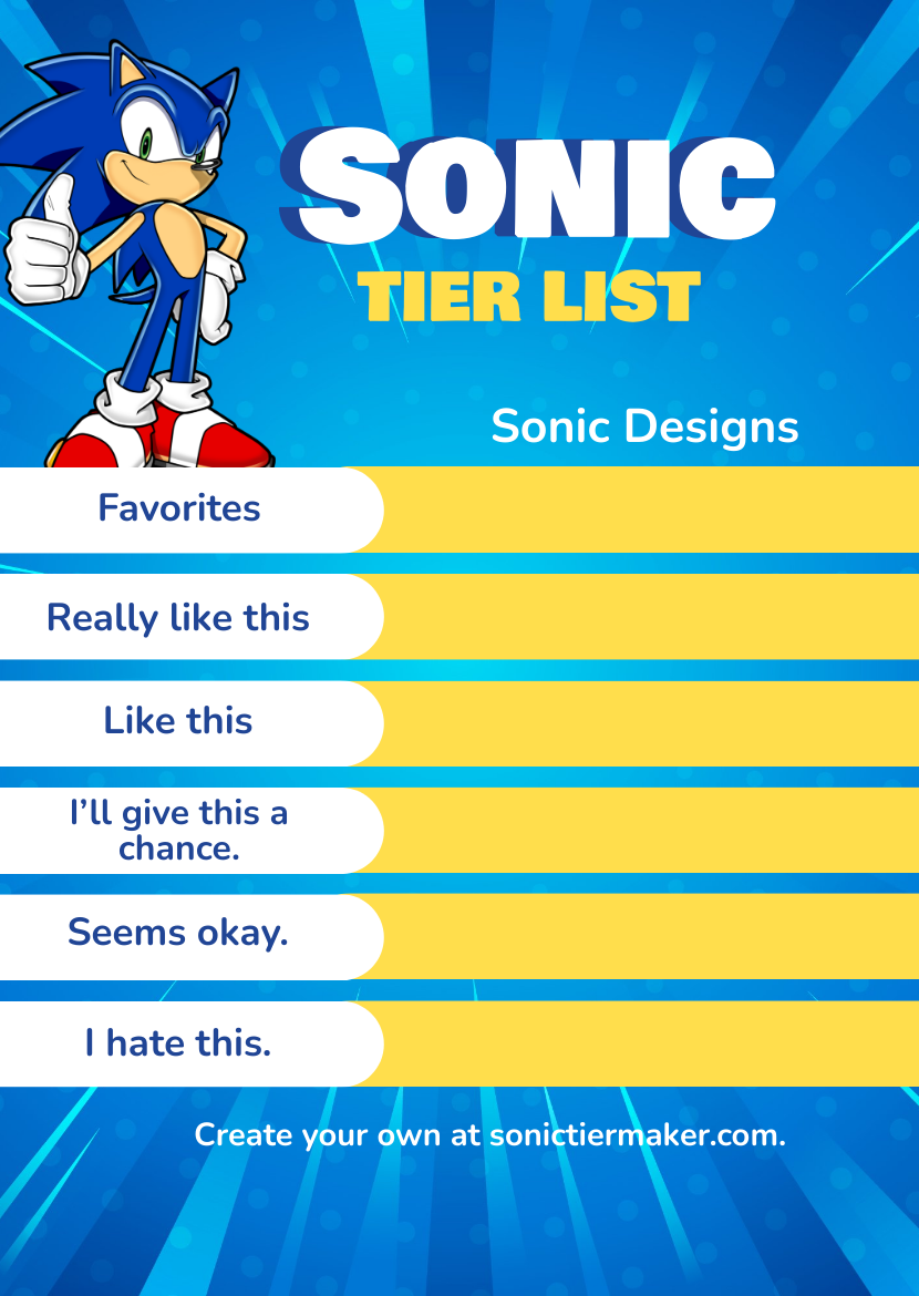 Free Sonic Tier List Template