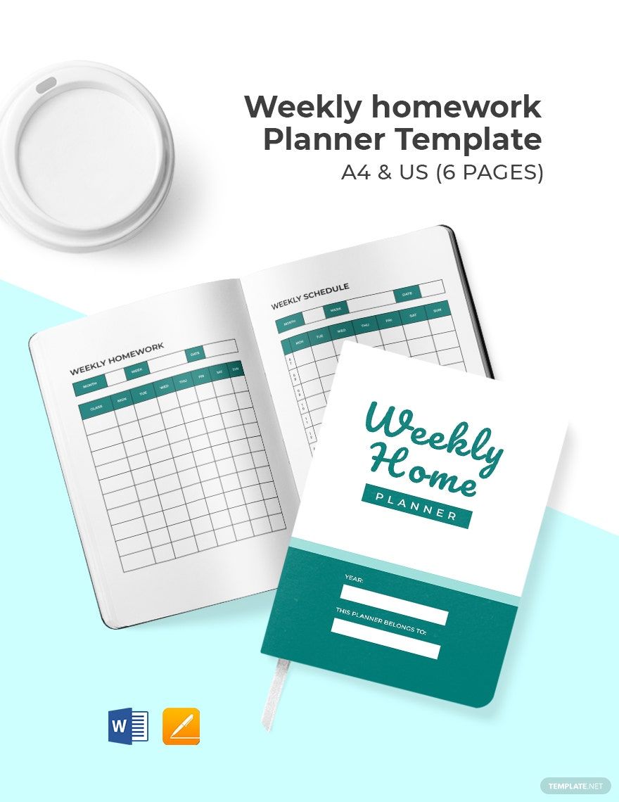 Weekly Homework Planner Template in Word, Google Docs, PDF, Apple Pages