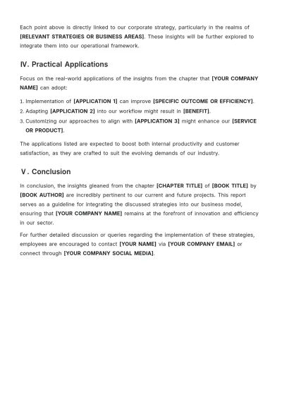 Free Book Chapter Summary Report Template to Edit Online