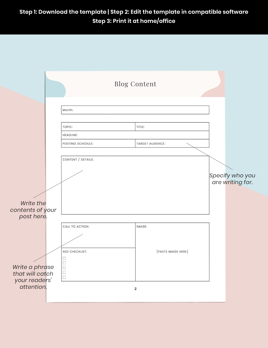Monthly Blog Planner Template