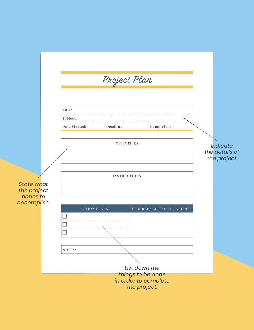 Project Homework Planner Template
