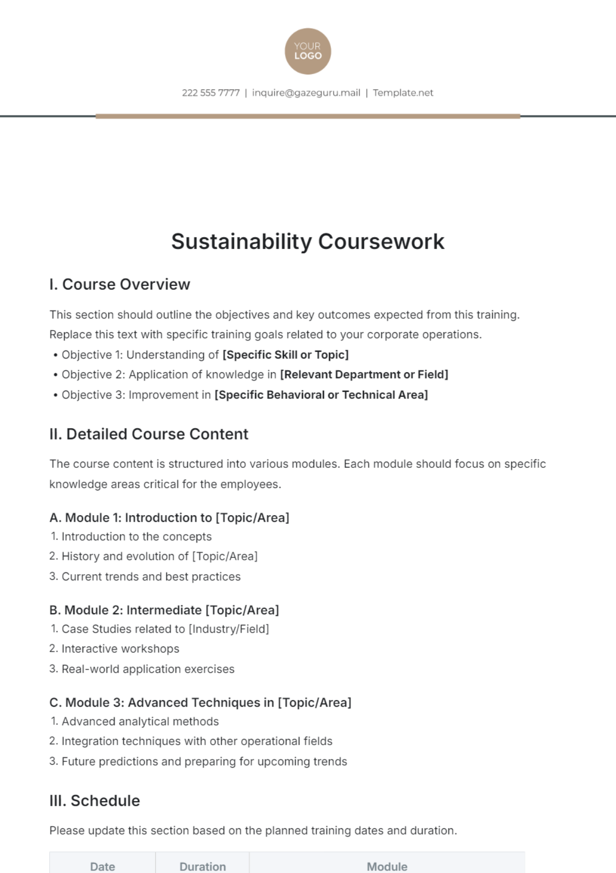 Sustainability Coursework Template - Edit Online & Download