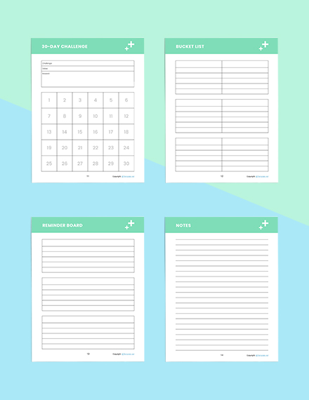 sample self care Planner Example