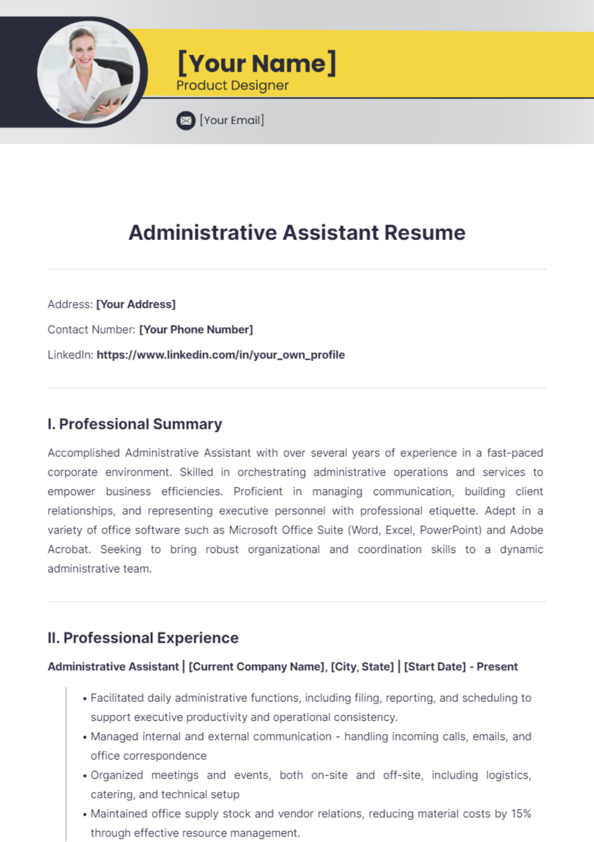 Administrative Assistant Resume - Edit Online & Download