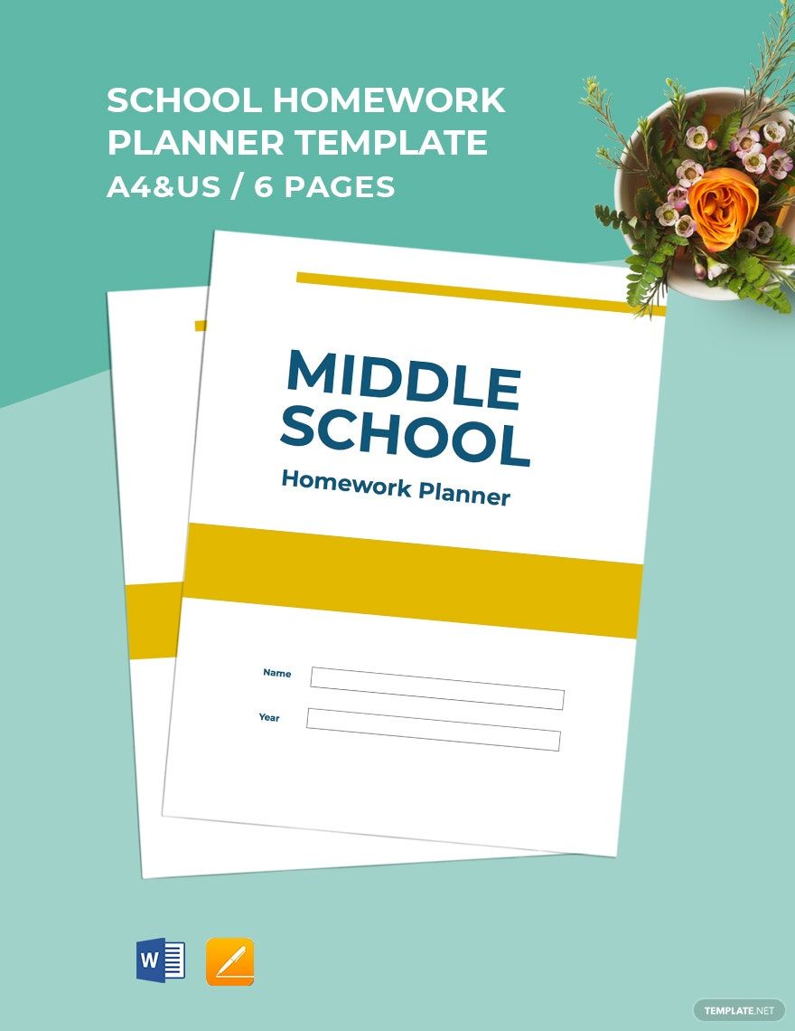 Free Middle School Homework Planner Template Download In Word Google 