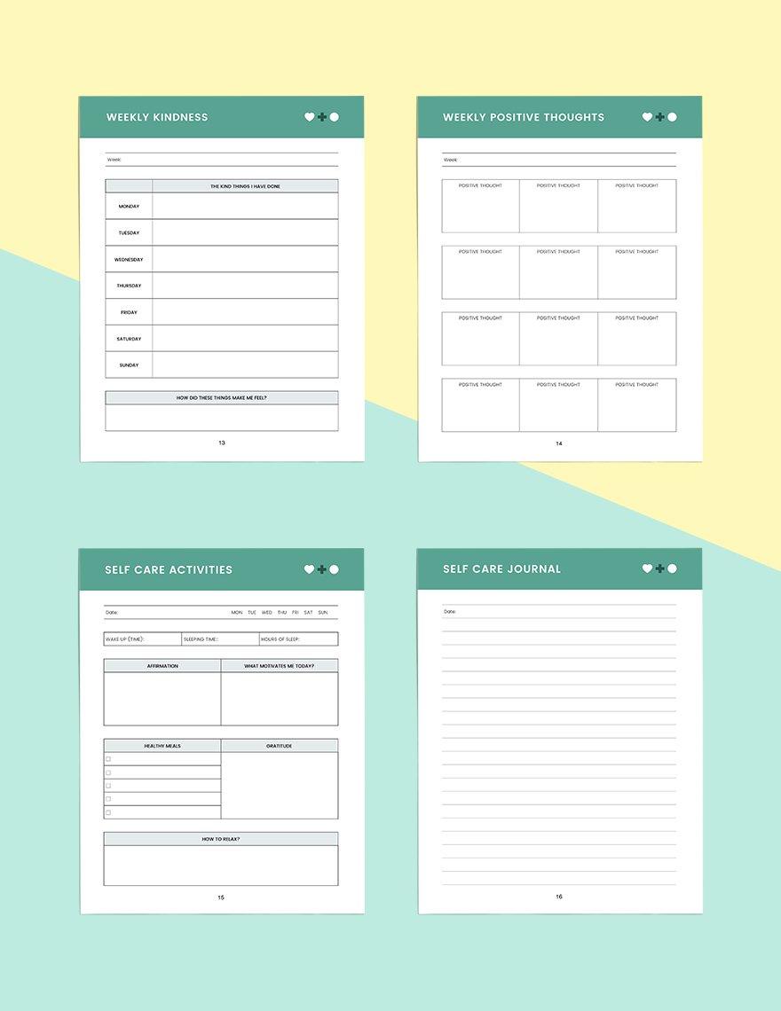 Weekly Self Care Planner Template
