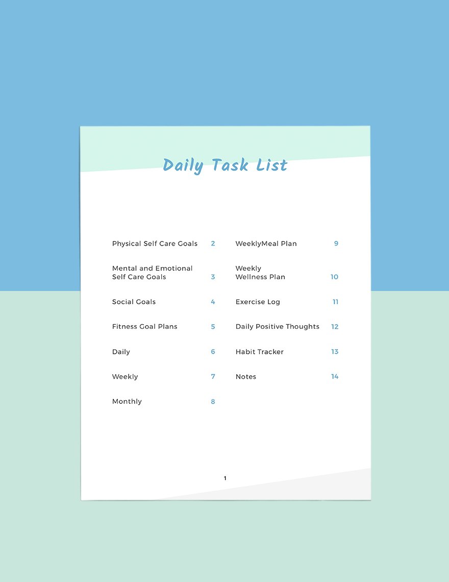 Wellness and Self Care Planner Template