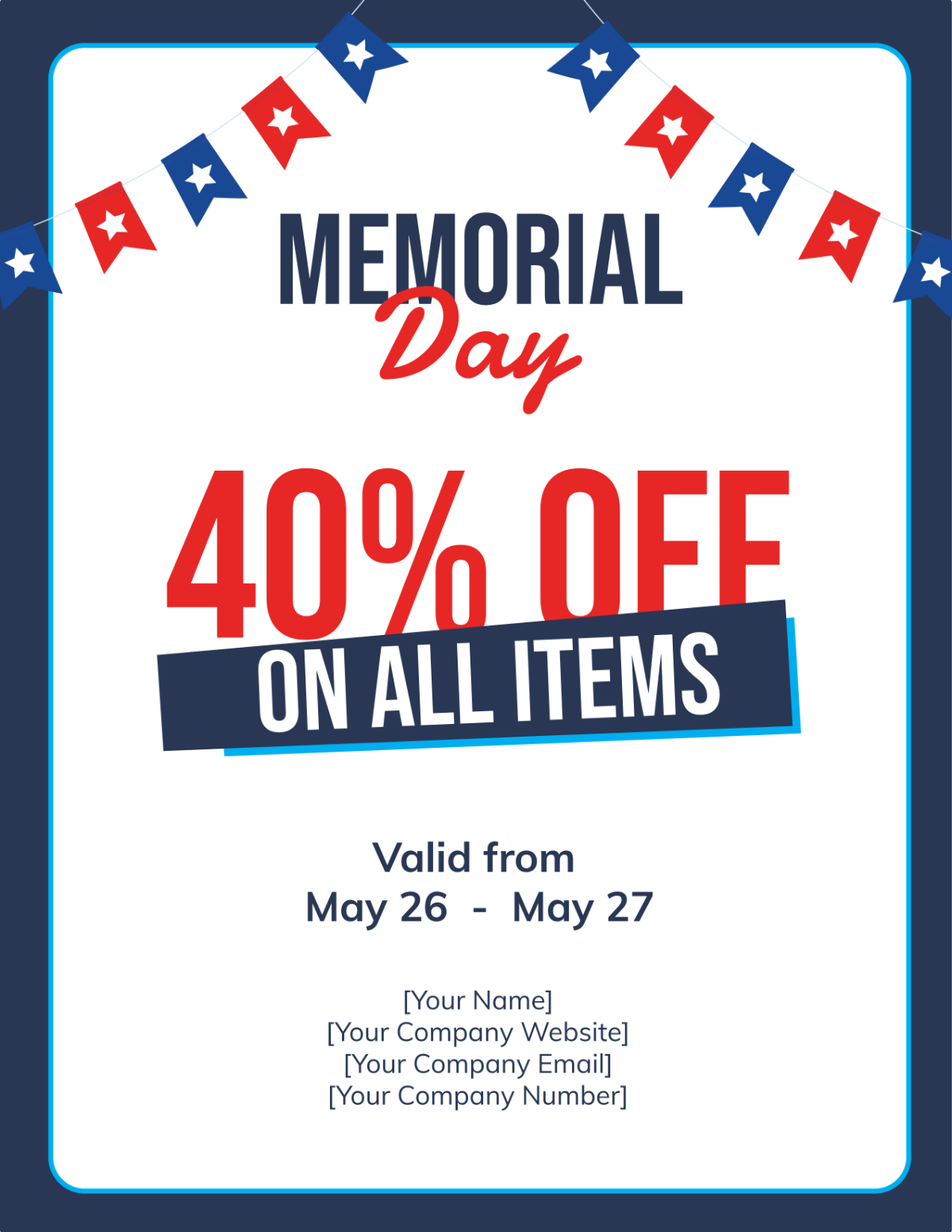 Free Memorial Day Discount Flyer Template