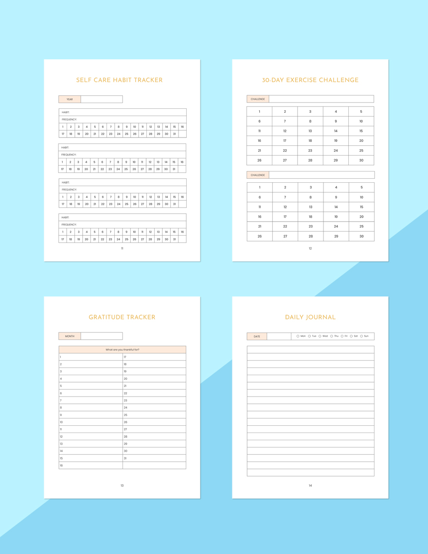 Personal Self Care Planner Template