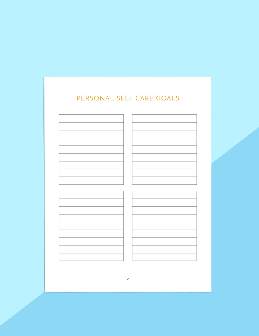 Personal Self Care Planner Template