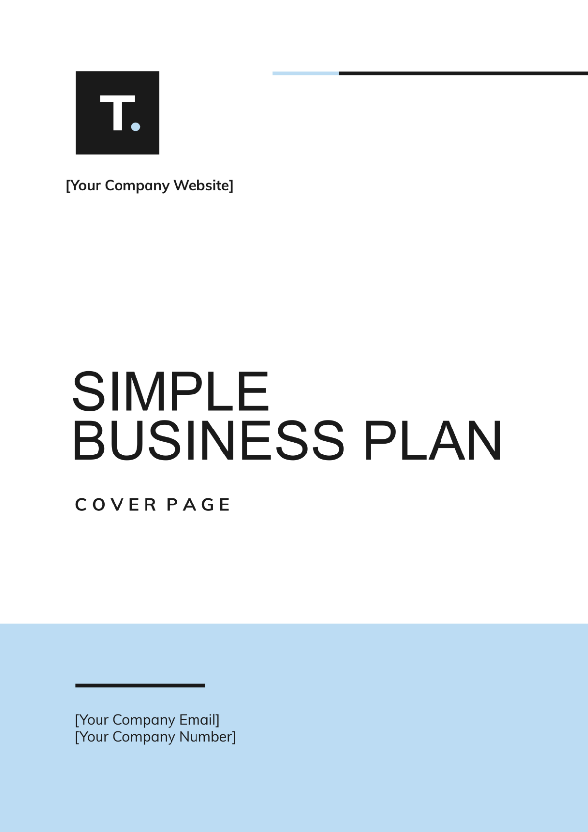 Simple Business Plan Cover Page