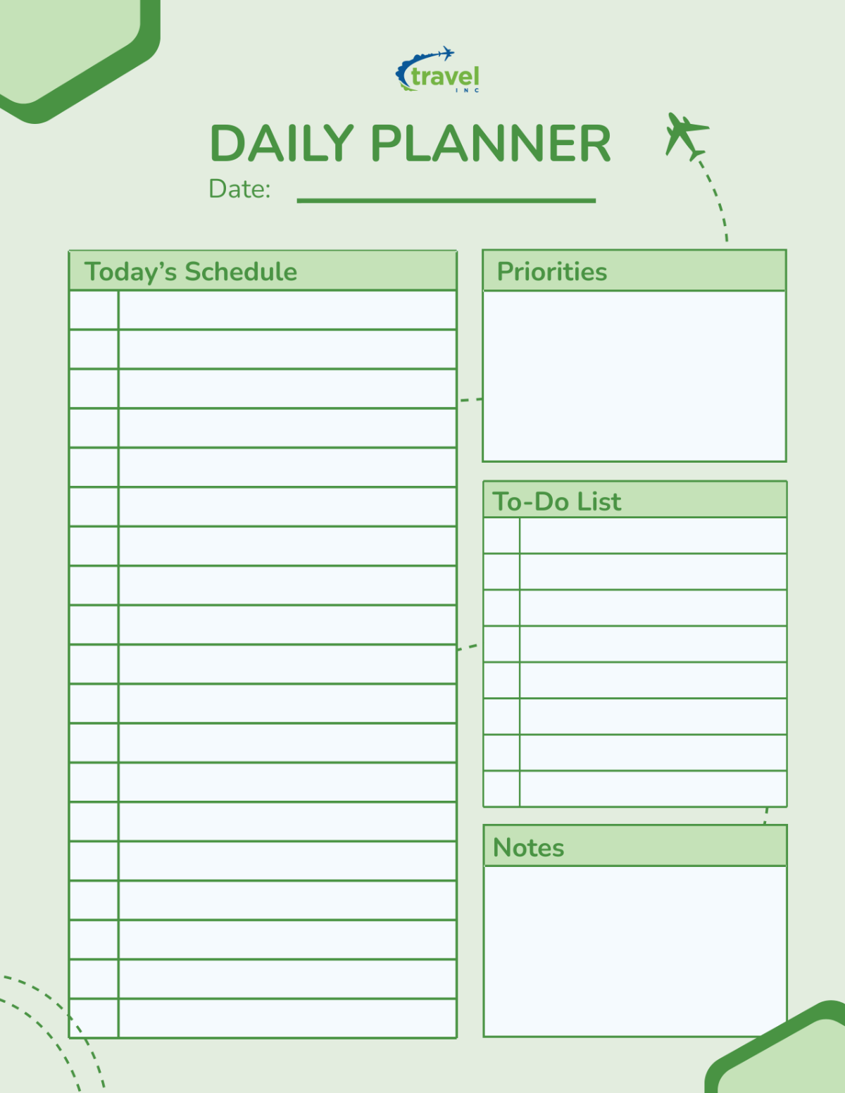 Free Travel Agency Daily Planner Template