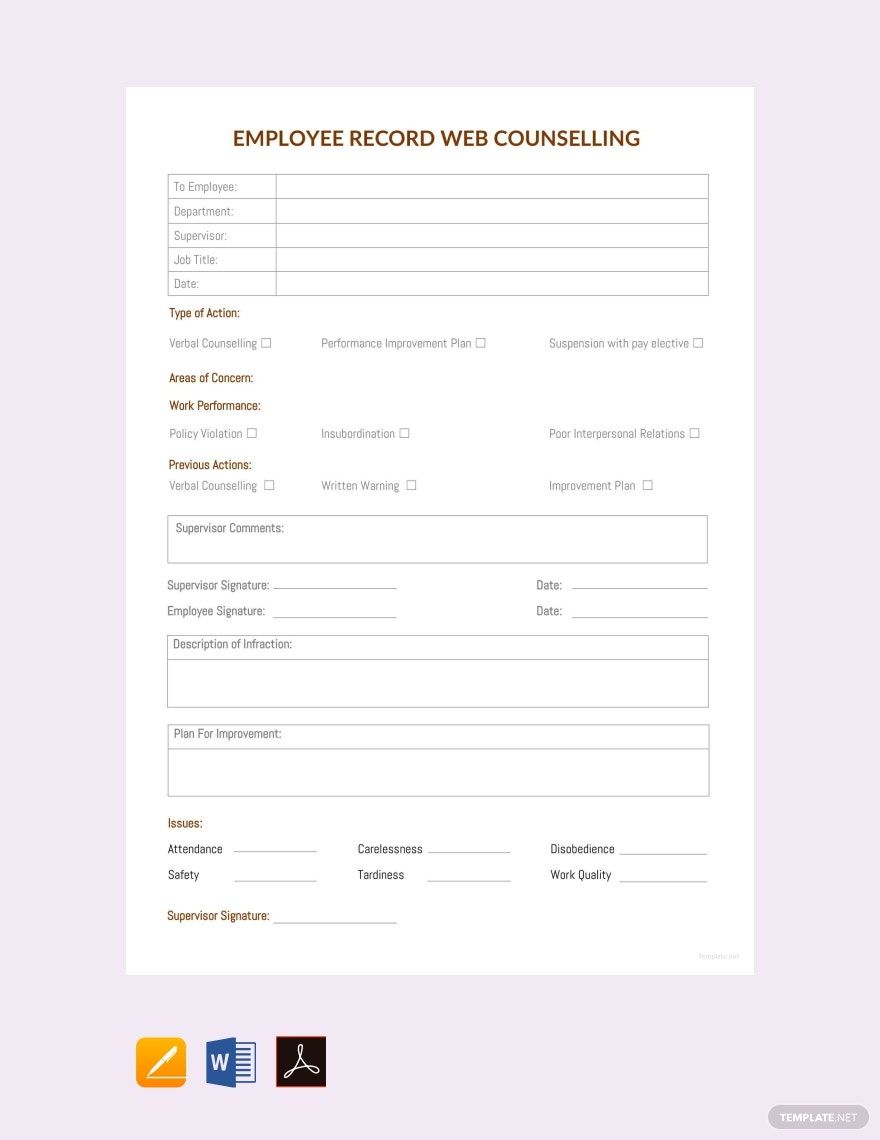 Employee Record Web Counselling Template