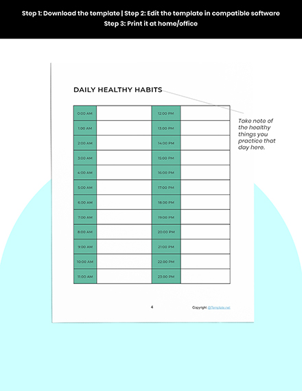 Printable Health Planner Template Instruction