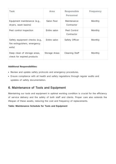 Free Salon Maintenance Policy Template to Edit Online