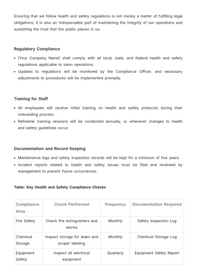 Free Salon Maintenance Policy Template to Edit Online