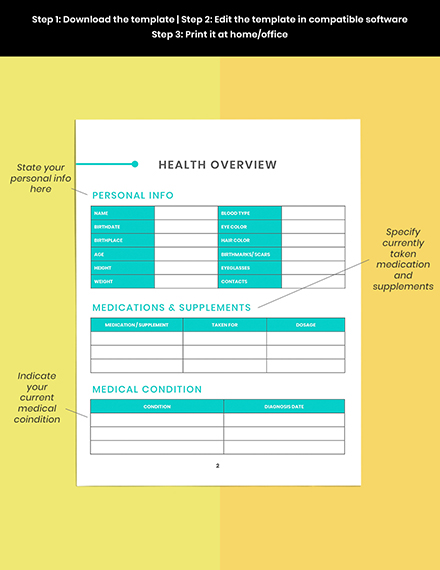 Digital Health Planner Template Printable