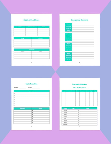 Monthly Health Planner Template Sample