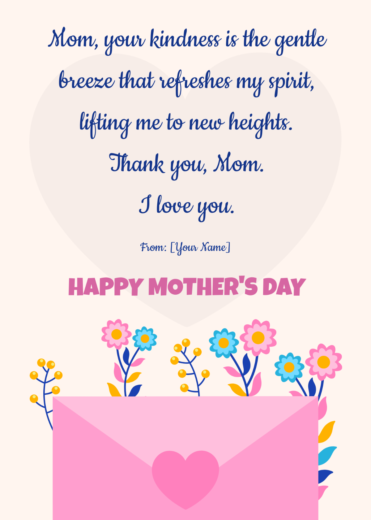 Free Mother's Day Message from Son Template