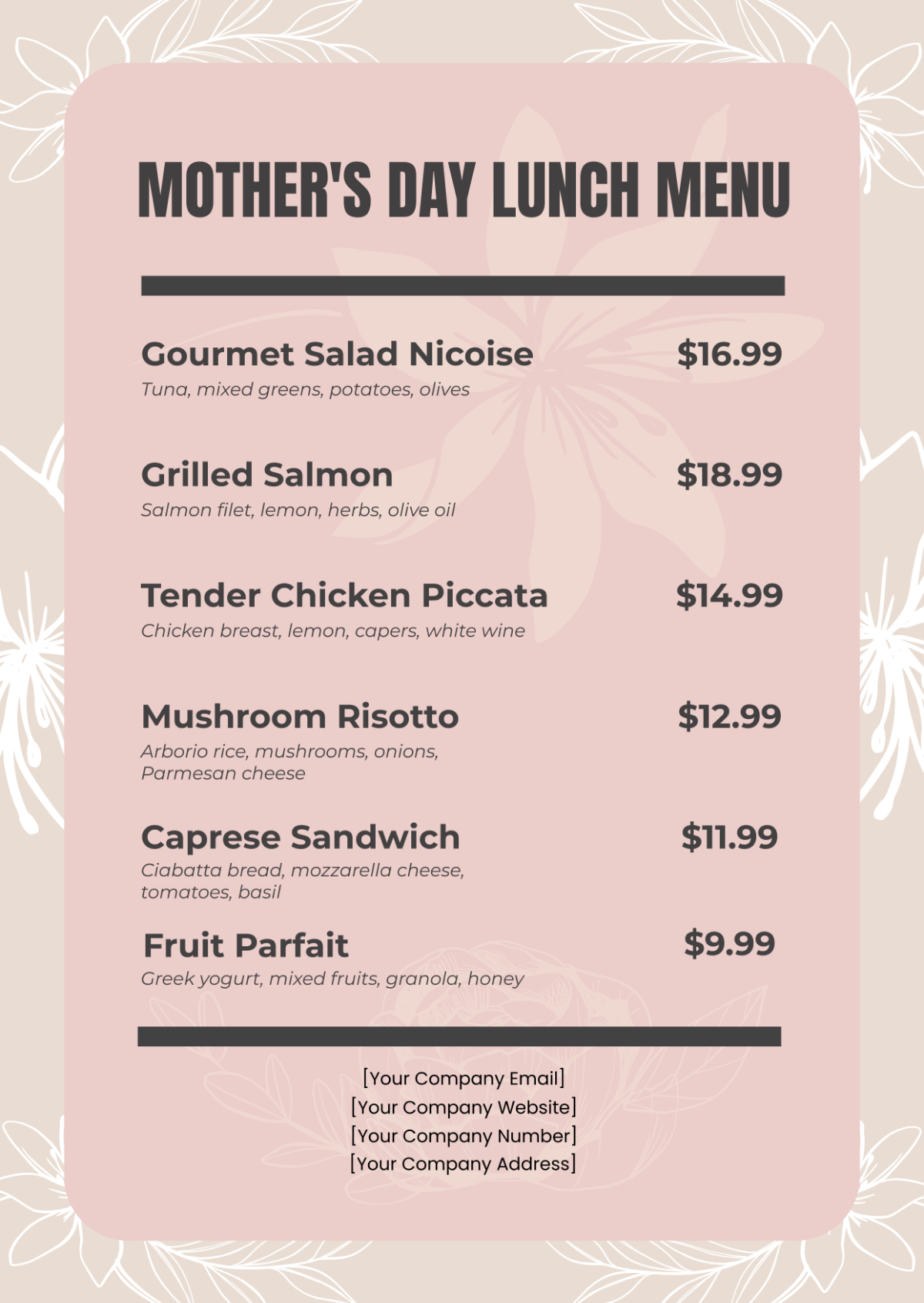 Free Catering Menu Templates Editable And Printable Free Catering Menu Templates Editable And Printable