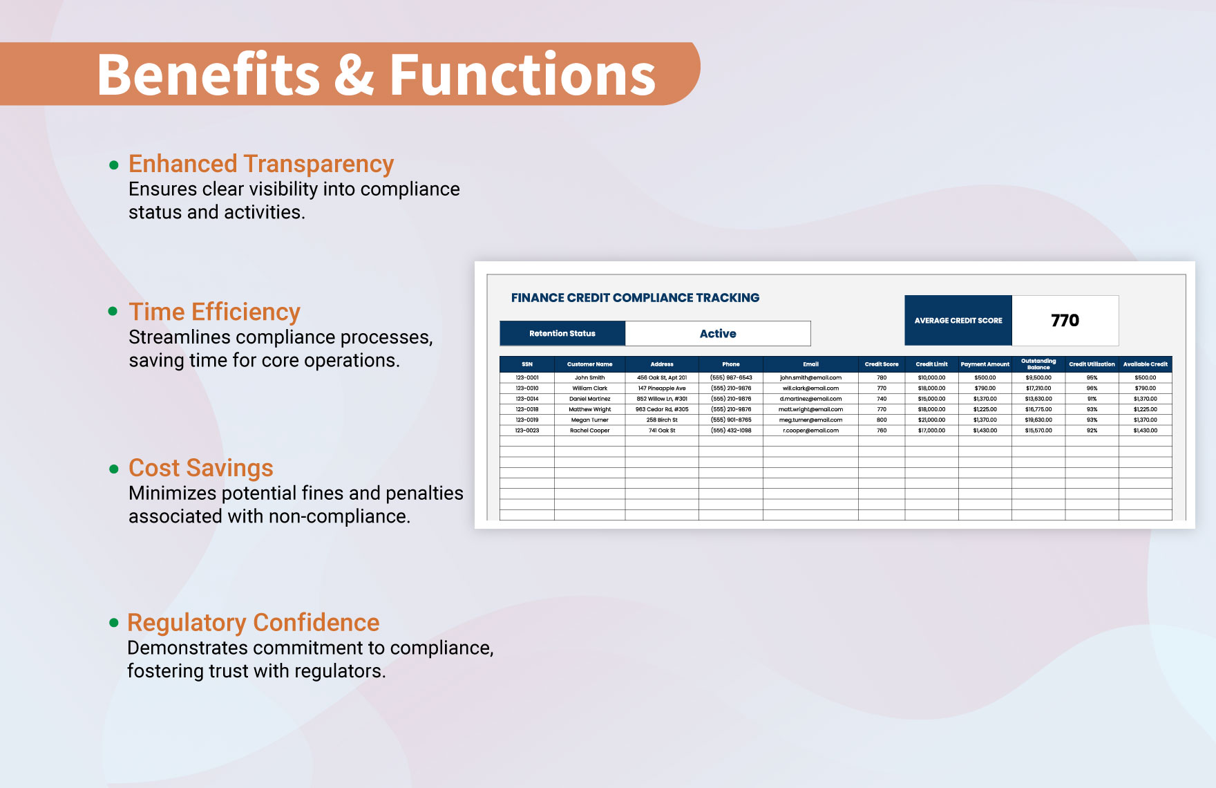 Finance Credit Compliance Tracking Template