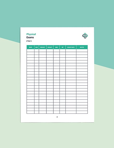 Medical Health Planner Template Example