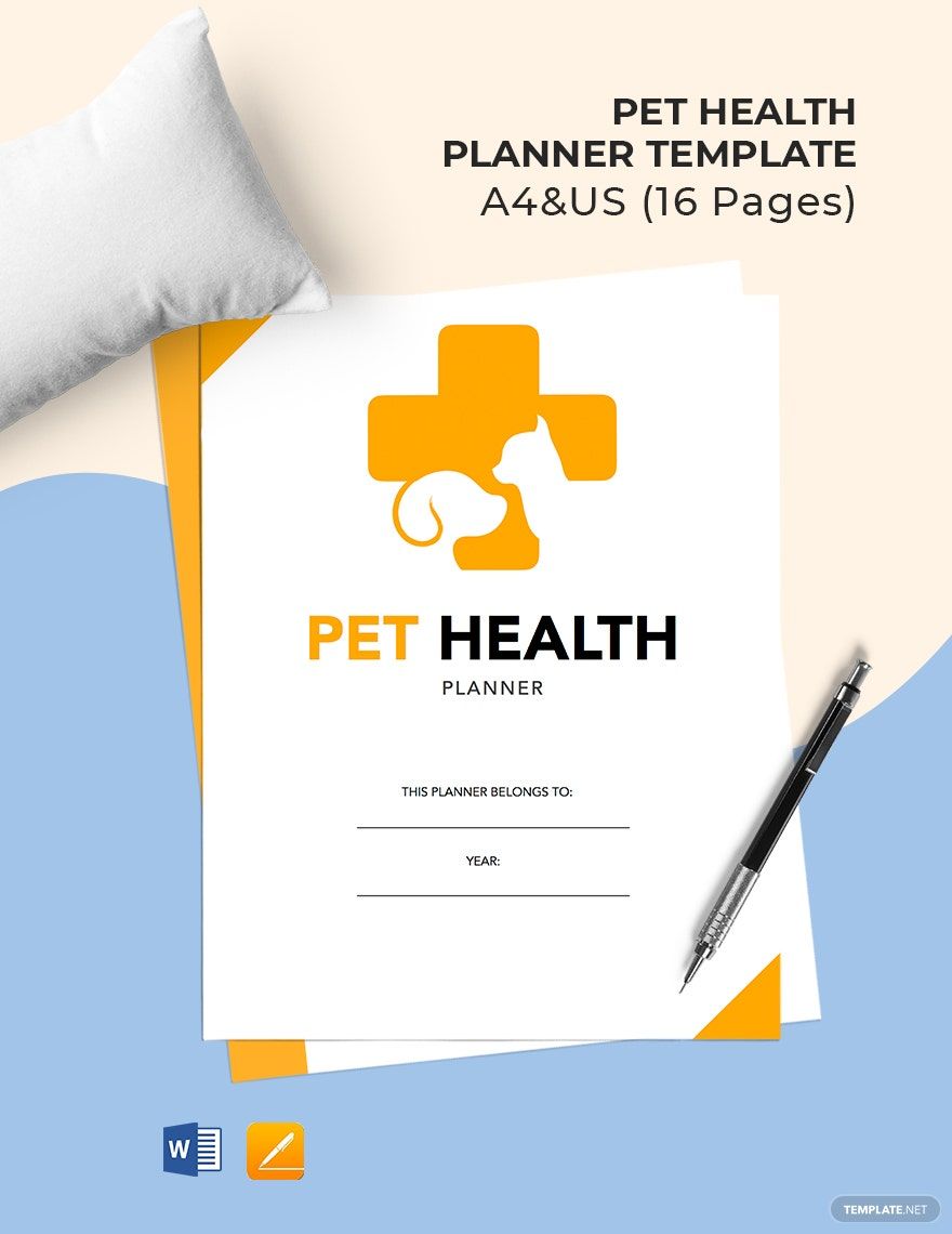 Pet Health Planner Template