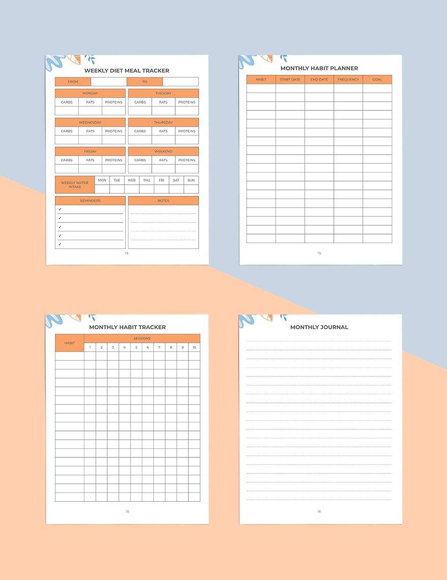 Health & Fitness Planner Template