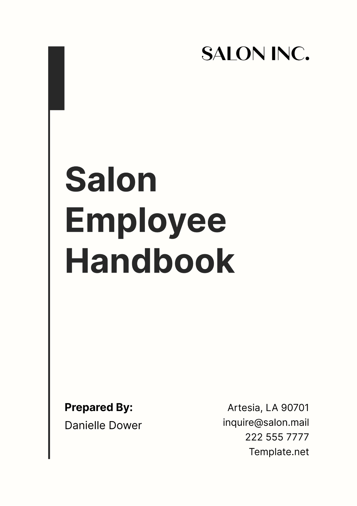 Salon Employee Handbook Template - Edit Online & Download