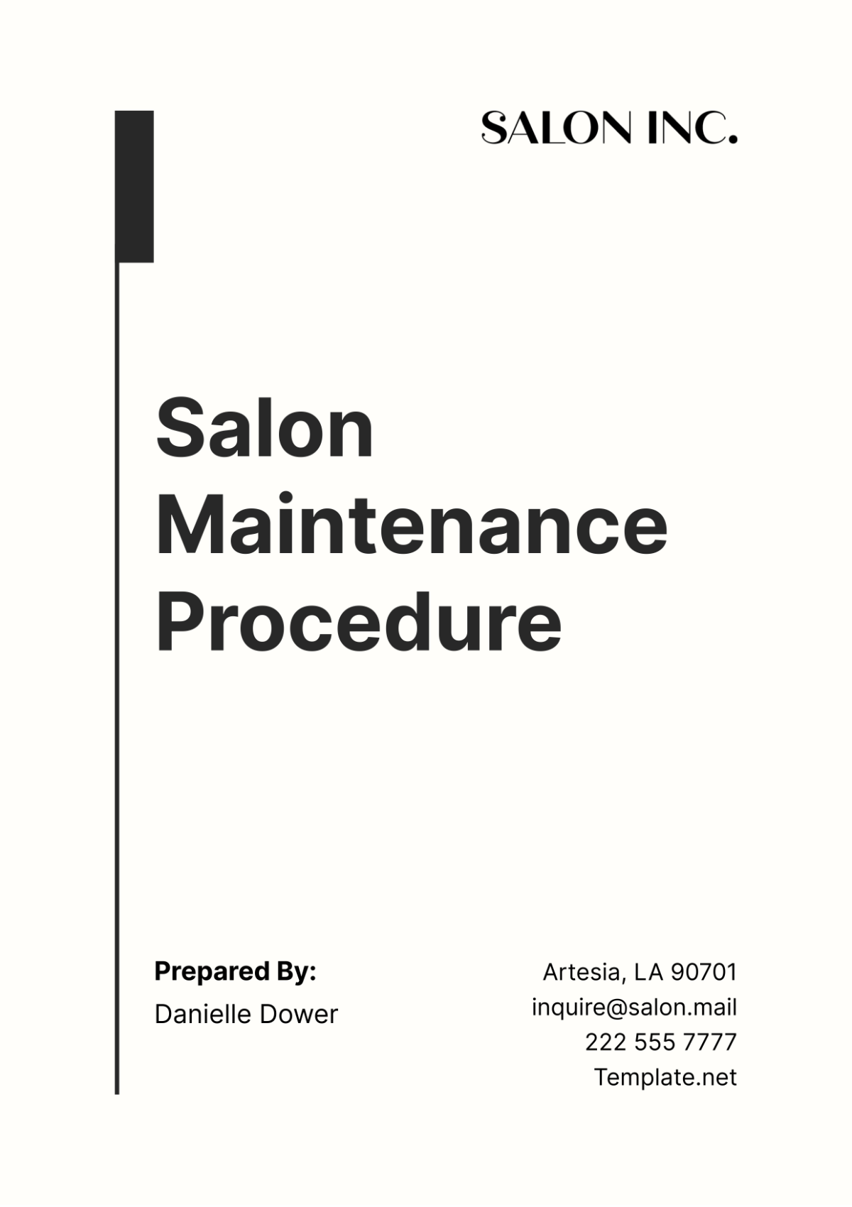 Salon Maintenance Procedure Template