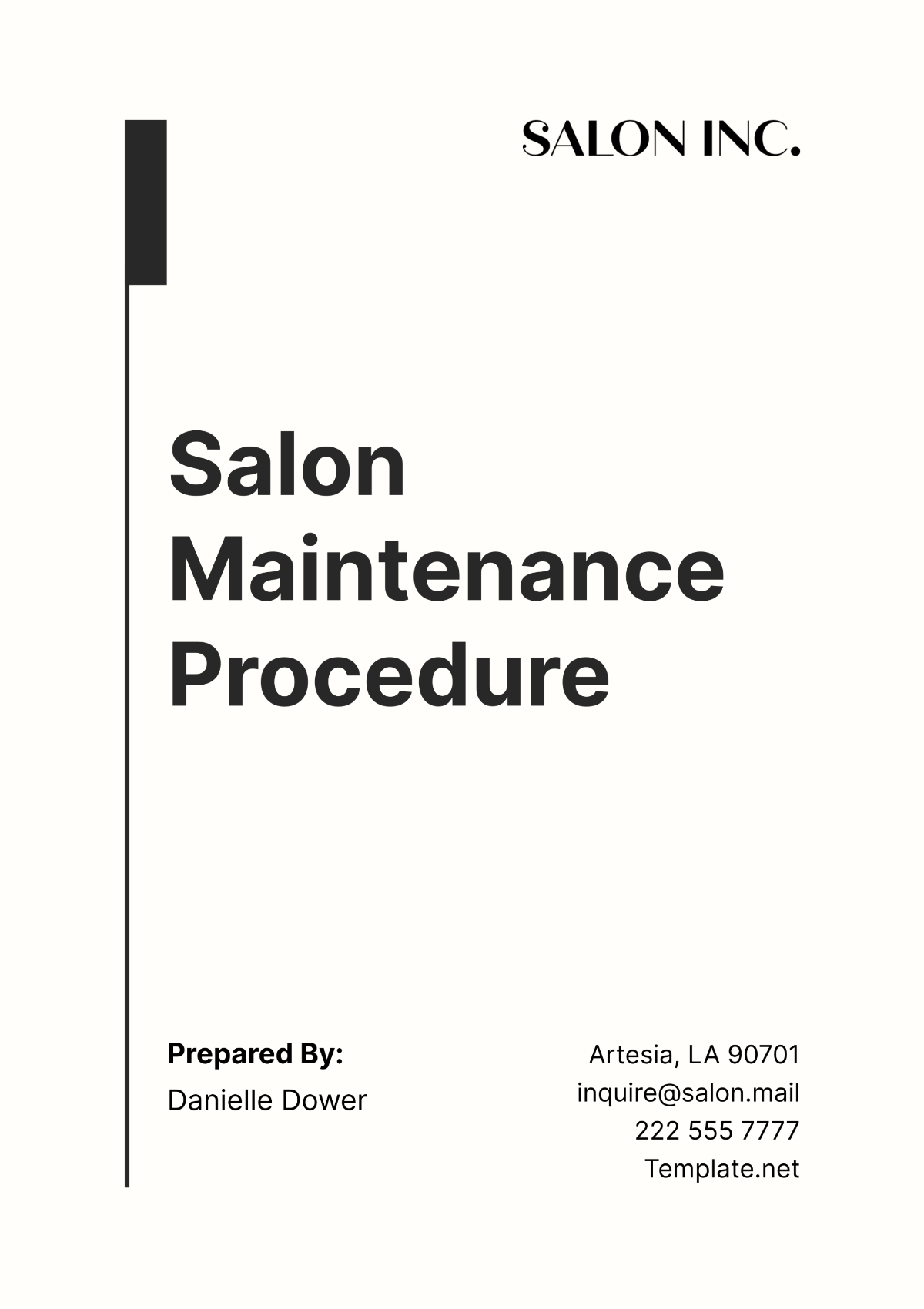 Salon Maintenance Procedure Template - Edit Online & Download