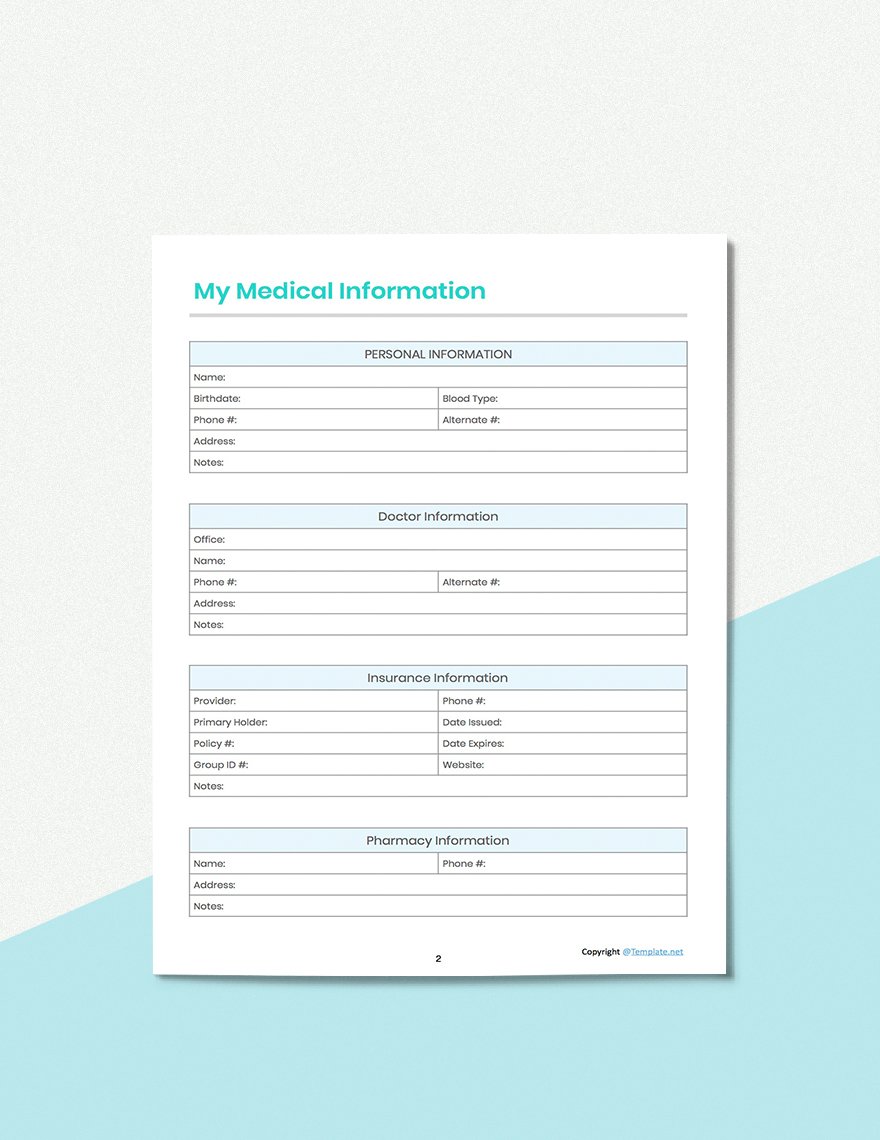 Sample Medical Planner Template