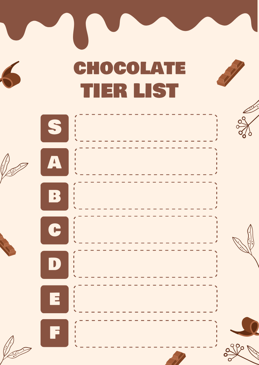 Free Chocolate Tier List Template