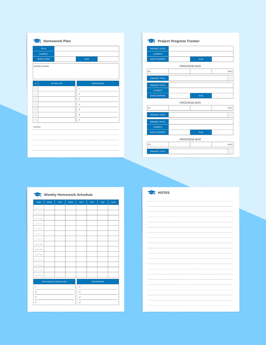 School Homework Planner Template Google Docs Word Apple Pages PDF 