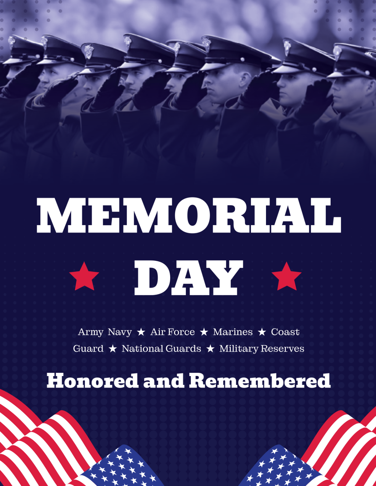 Free Blue Memorial Day Flyer Template