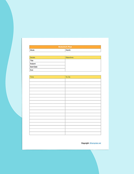 Free Printable Homework Planner Template - Word, Apple Pages | Template.net